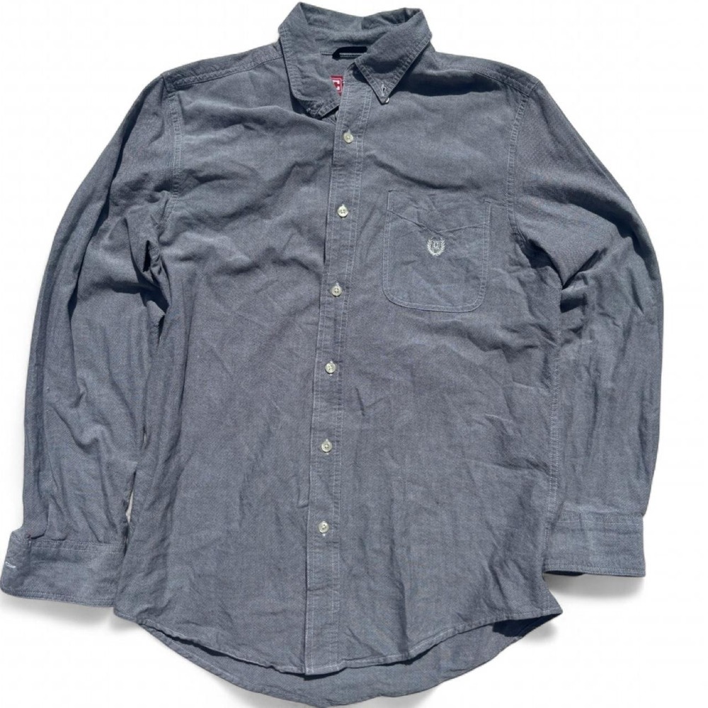Chaps gray cotton button-up shirt - S